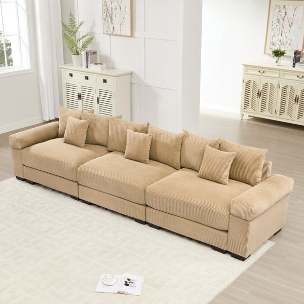 English Elm 130" Oversized Cloud Modular Sectional Couch - Luxurious Corduroy, Ergonomic Design, Easy Setup! W714S01302