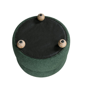 English Elm Modern Swivel Chair with Ottoman in Bouclé Fabric, Solid Wood Frame, Cozy Curved Design for Living Rooms Green 32 L x 31 W x 31.25 H B011P281846