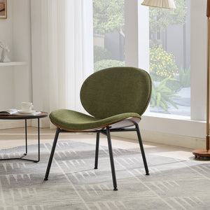 English Elm Mid-Century Shell Chair with Wood Grain Veneer, Curved Wide Seat, Metal-Wood Frame Holds 330+ lbs Green W1143P214256