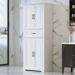 English Elm Christopher Knight Home® - Bathroom Storage Cabinet with Doors Drawer and Adjustable Shelves — MDF Build, Anti-Tip Safety, Modern Appeal White N759P241667K