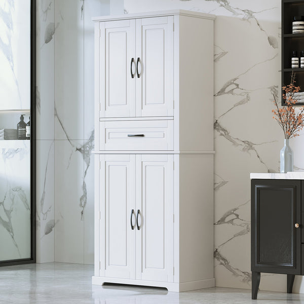 English Elm Christopher Knight Home® - Bathroom Storage Cabinet with Doors Drawer and Adjustable Shelves — MDF Build, Anti-Tip Safety, Modern Appeal White N759P241667K