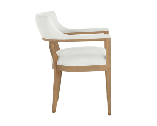 Sunpan Brylea Dining Armchair - Stylish Leather Accent Chair for Dining Room or Living Space Comfort Natural, Heather Ivory Tweed