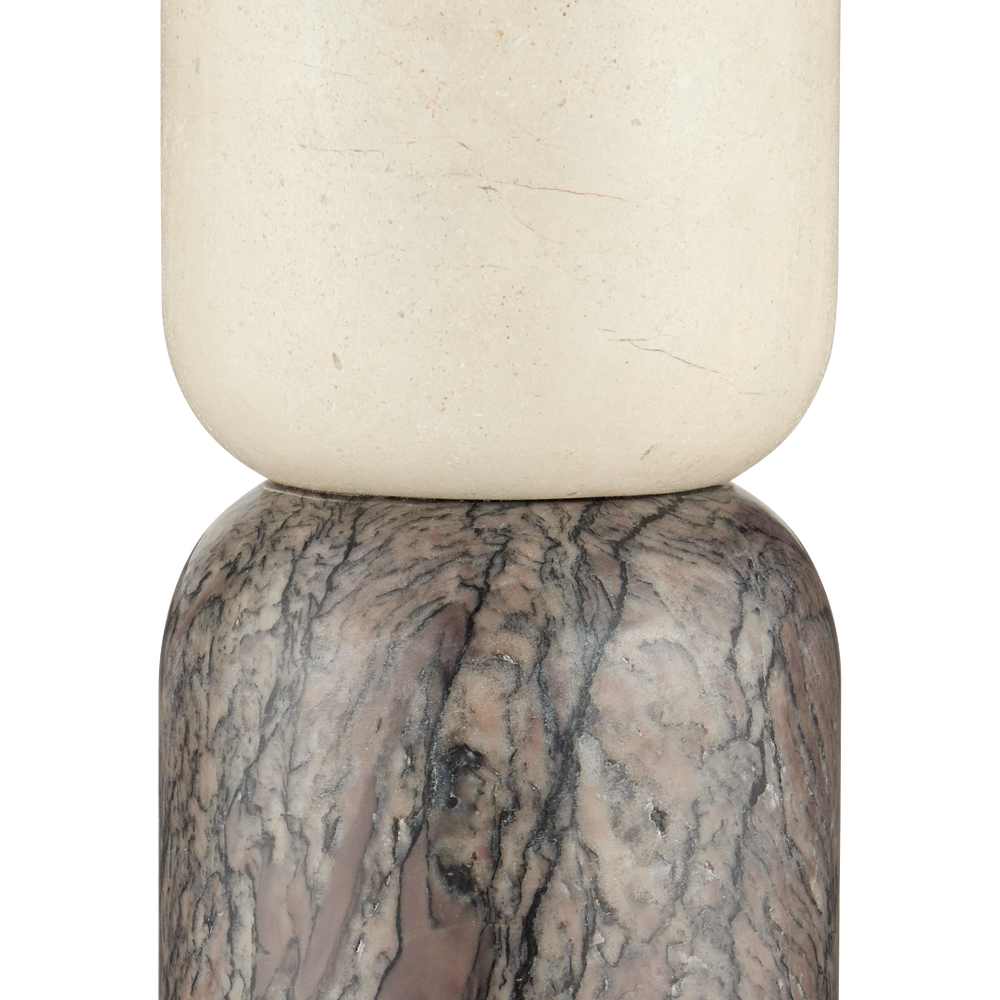 Moreno Marble Objects Set of 2 - Unique Rosa Cappuccino & Breccia Sculptures for Modern Décor