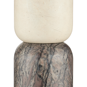 Moreno Marble Objects Set of 2 - Unique Rosa Cappuccino & Breccia Sculptures for Modern Décor