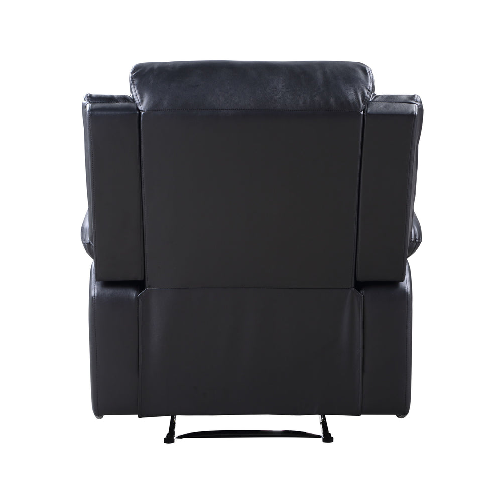 English Elm Eilbra Black Faux Leather Power Recliner with Pocket Coil Seat, Pillow Top Arms, 220lb Capacity B2726P281454