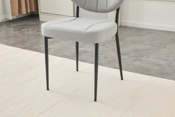 English Elm Dark Oil Waxed Faux Leather Dining Chair Set with Diamond Tufted High Back Metal Legs W3493P449247