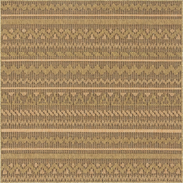 Unique Loom Outdoor Modern Southwestern Machine Made Geometric Rug Light Brown, Brown/Gold 5' 4" x 6' 1"