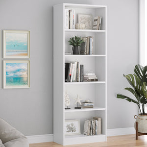 English Elm Bookcase Durable 3-Shelf Wood Freestanding Bookcase with Adjustable Shelves for Home Office Storage White T3623P381109