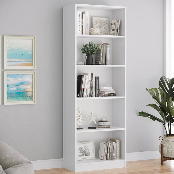 English Elm Bookcase Durable 3-Shelf Wood Freestanding Bookcase with Adjustable Shelves for Home Office Storage White T3623P381109