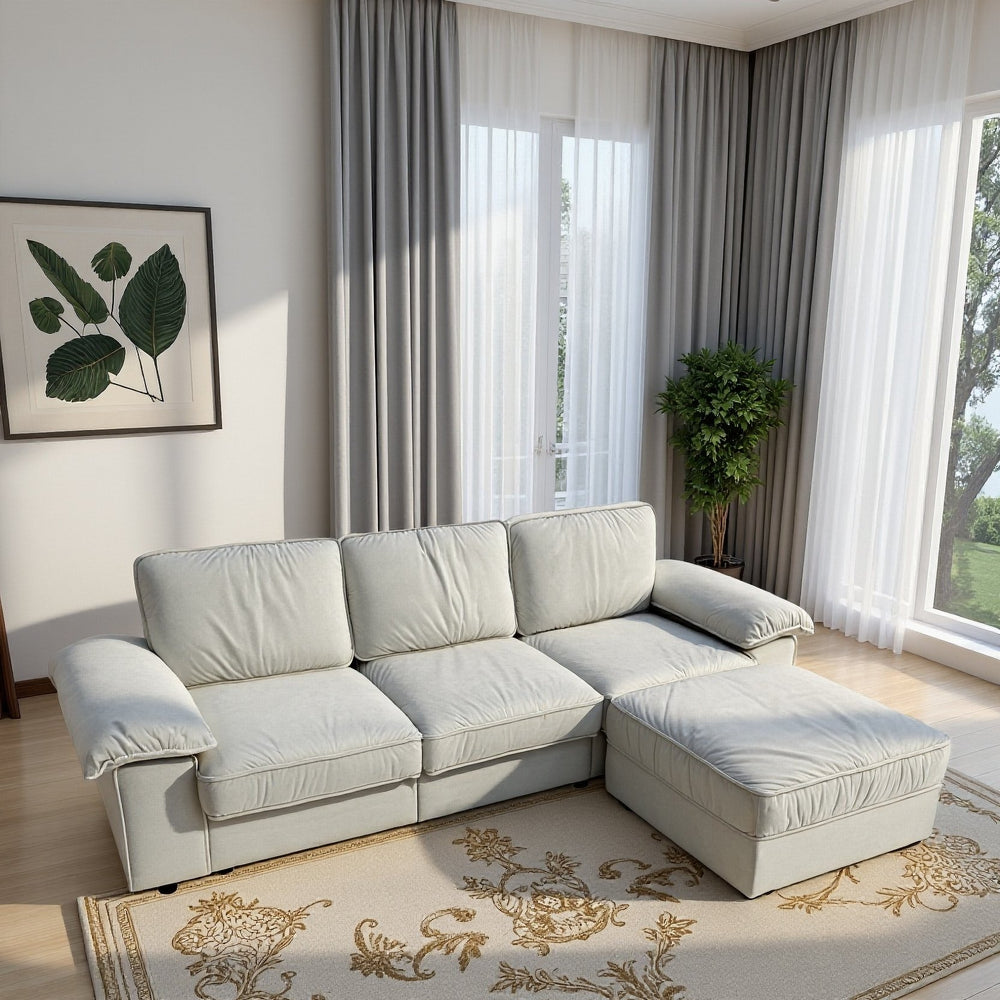 English Elm Fx-P20M-3S0-Cw Modern L-Shaped Sectional Sofa With Ottoman, Deep Comfort & Hidden Storage For Homes W576S00229