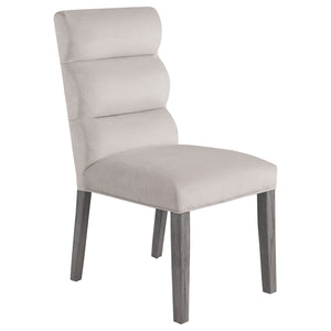 English Elm Highmore Stone Velvet Upholstered Dining Side Chair with Tufted Foam Back and Cool Gray Legs - Set of 2 Beige B062P299895