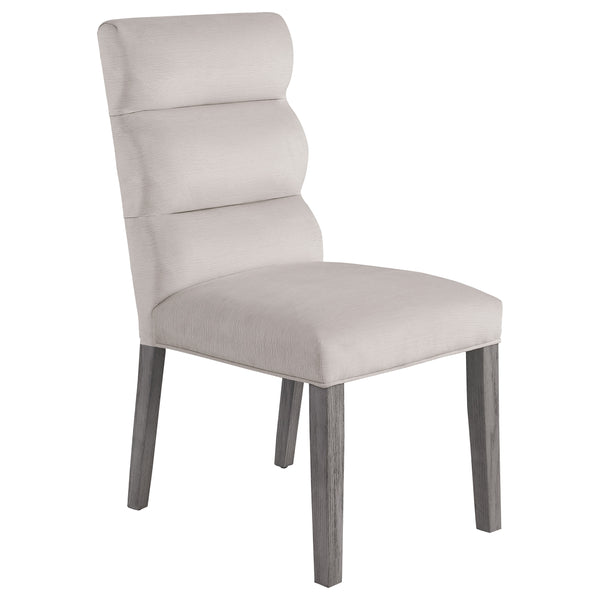 English Elm Highmore Stone Velvet Upholstered Dining Side Chair with Tufted Foam Back and Cool Gray Legs - Set of 2 Beige B062P299895