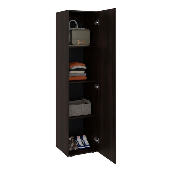 English Elm Wenge Finish Slim Four Shelf Storage Cabinet for Bedroom Hallway or Tight Spaces B062P483763