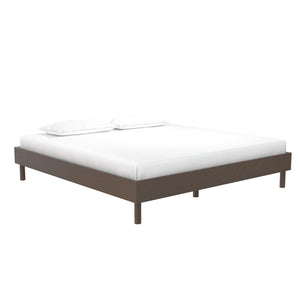 English Elm Cologne Low Profile King Bed Rubberwood Oak Veneer Rustic Bedroom Platform Frame B2733P436554