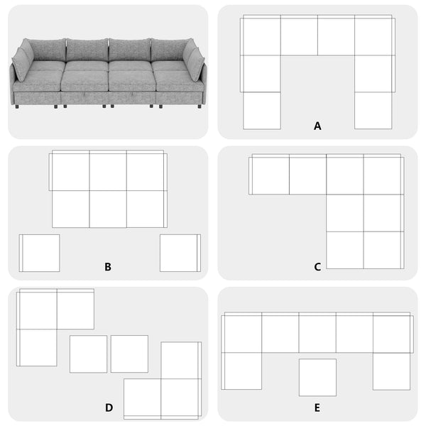 English Elm Modular Fabric Sectional Sofa with Under Seat Storage and Sleeper Flexibility W680S00127