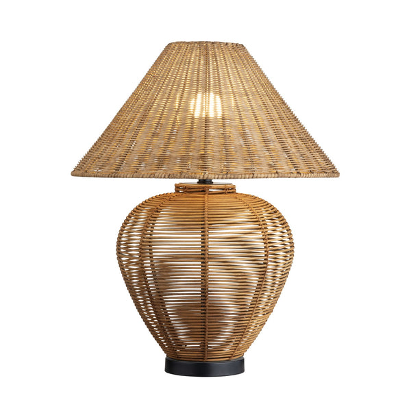 Crestview Collection 26"H Rattan Table Lamp - Handwoven Shade, Tropical Vibe, 2-bulb Socket, Natural Brown Finish   Cvnzam012a