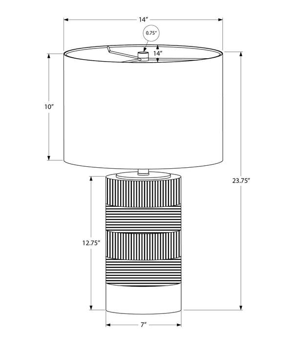 English Elm Lighting, Curved Ceramic Table Lamp with Ivory Linen Shade and Gold Finial, 24" Height, Transitional Black 16 L x 16 W x 20 H B2710P220084