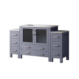 English Elm Volez Dark Grey 60" Single Bath Vanity with Side Cabinets, White Ceramic Top, Soft-Close Storage Durable B2731P337020