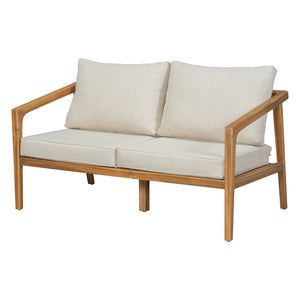 English Elm Westin Solid Acacia Wood 4 Piece Outdoor Chat Set with Cushioned Club Chairs WESTIN 4PCS CHAT SET