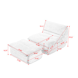 English Elm Modern Compressed Lounge Chair with Ottoman Corduroy Recliner Small Space Sofa High-Density Foam Comfort Beige W1036P251820