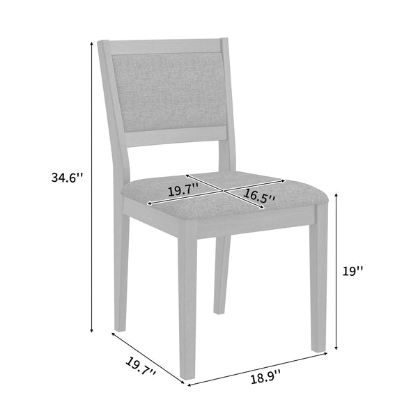 English Elm Du Cap Gray Upholstered Dining Chairs with White Wash Wood Legs Set of 2 B127P495088