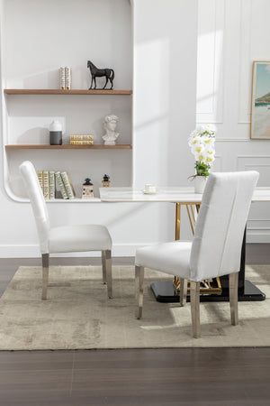 English Elm Set of 2 Modern Dining Chairs with Plush Velvet Tufting, Sturdy Steel Legs, Ergonomic S-Shaped Springs Beige D772095826