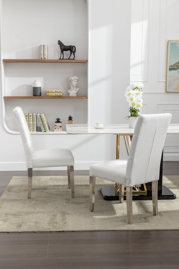 English Elm Set of 2 Modern Dining Chairs with Plush Velvet Tufting, Sturdy Steel Legs, Ergonomic S-Shaped Springs Beige D772095826