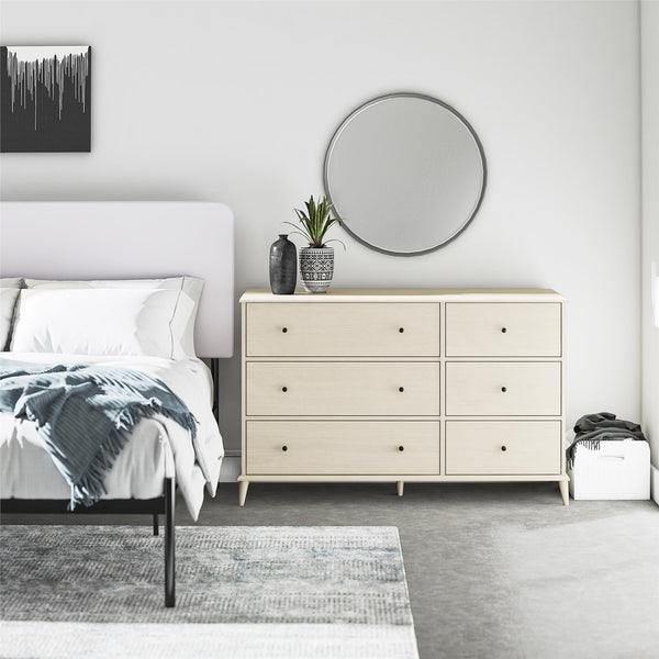 English Elm Farnsworth Mid-century Modern Six Drawer Dresser Warm Wood Finish Bedroom Storage B2733S00018