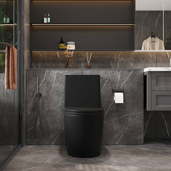 English Elm 1.1/1.6 Gpf Matte Black One-piece Toilet Ada Comfort Height Dual Flush Elongated Bowl T5287P464563