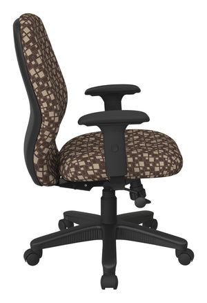 OSP Home Furnishings Mid Back Ergonomic Manager Chair with Synchro Tilt Lumbar Support and Padded Arms Walnut 3121-K110