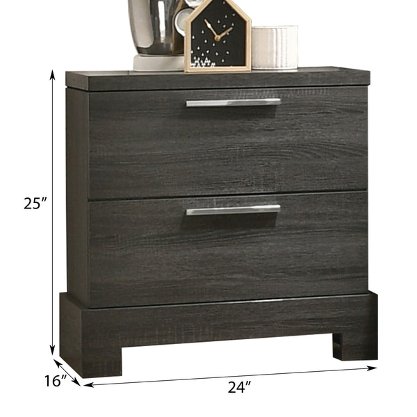 English Elm Grey Oak Romantic 2-Drawer Nightstand with Smooth Kenlin Glide, Dovetail Construction & Sturdy Build B062P209011