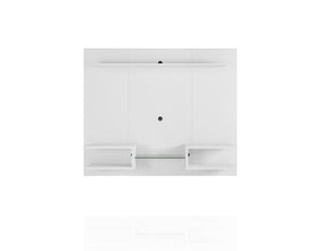 English Elm Plaza 64" TV Panel with Overhead Display Shelf, Glass Media Divider, Wire-Management & Mounting Hardware White B365P398356