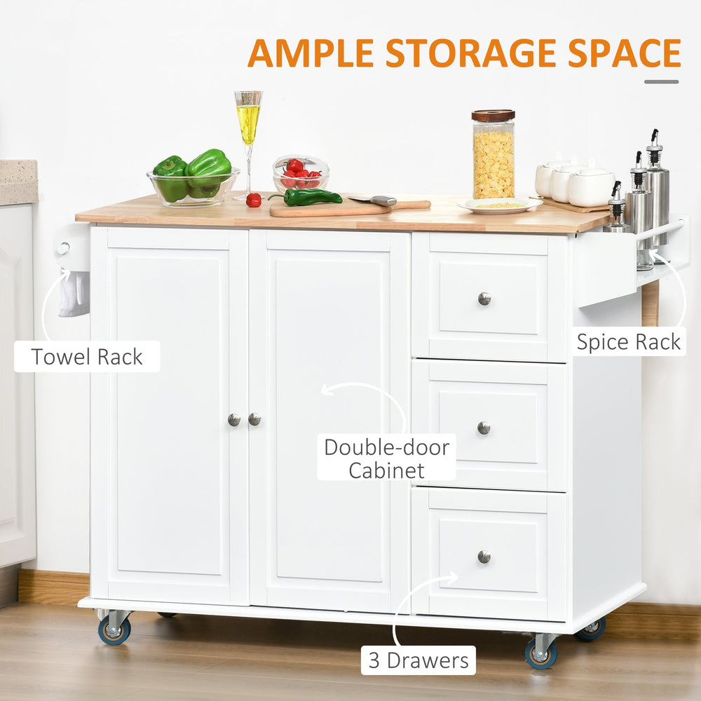 English Elm Kitchen Island Cart with Drop Leaf Countertop Drawers Cabinet and Locking Casters T3971P388081