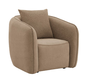 English Elm Keith Brown Chenille Chair with Plush Foam Support, KD Wooden Frame, Toss Pillow & Stylish Legs B2726P252312