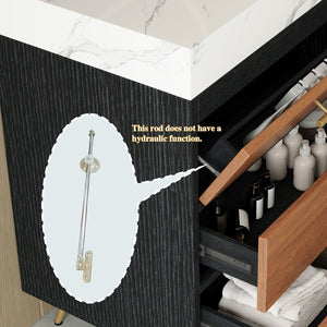 English Elm Modern Freestanding Vanity with Vessel Sink Sintered Stone Top and Gold Steel Legs W3136S00053