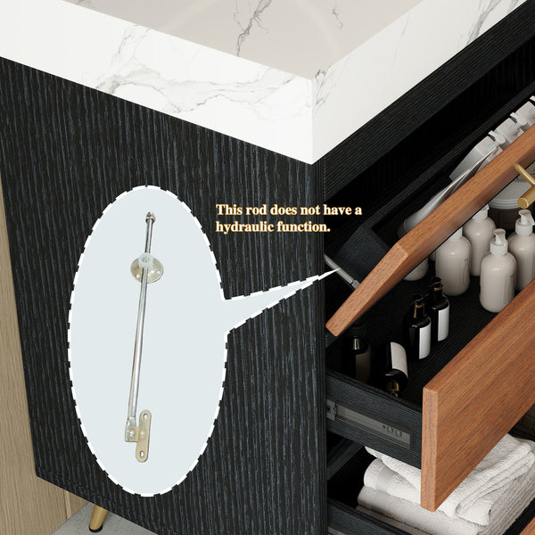 English Elm Modern Freestanding Vanity with Vessel Sink Sintered Stone Top and Gold Steel Legs W3136S00053