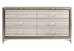 English Elm STAR Modern Chest with Built-In LED, Polished Chrome Accents, Acrylic Handles & Spacious Storage White 37.4 L x 20.87 W x 51.77 H B201P226359