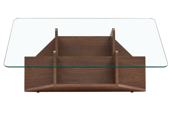 English Elm A Modern Two-tier Mdf Coffee Table with Open Shelf for Living Room Storage W3875P396857