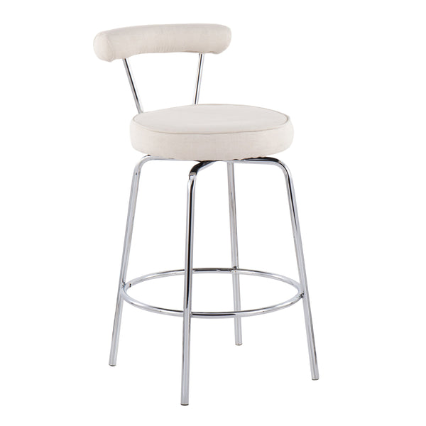English Elm Contemporary Chrome Swivel Counterstools Upholstered Fabric Seat Kitchen Island Set B202P222101
