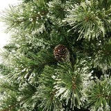 Christopher Knight Home® - Noble House - 7-foot Cashmere Pine and Mixed Needles Pre-Lit Clear LED Hinged Artificial Christmas Tree with Snow and Glitter Branches and Frosted Pinecones