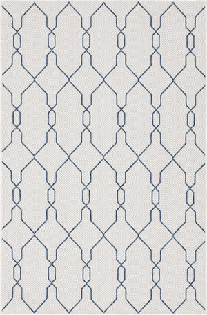 Unique Loom Outdoor Trellis Links Trellis Machine Made Trellis Rug Ivory, Navy Blue 5' 1" x 8' 0"