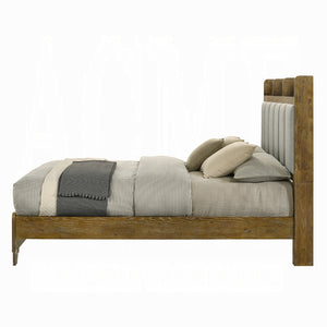 English Elm Transitional King Bed Upholstered Headboard Wood Frame with Built in Usb Charging B2741S00758