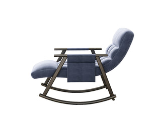 English Elm 42"l Folding Rocking Chair Iron Frame Cushioned High Back Adjustable Footrest Lounge W1669P163322
