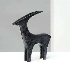 English Elm Black Ribbed Deer Sculpture - Modern Aluminum Table Décor For Eclectic And Minimalist Spaces B346P336932