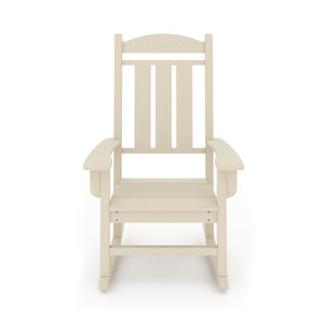 English Elm Beige Hdpe Poly Lumber Porch Rocking Chair with High Back for Outdoor Patio Use Beige B195P198775
