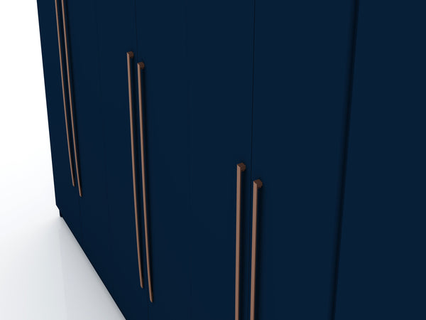 English Elm Gramercy 82" Wardrobe Organizer with Soft-Close Doors, Aluminum Rods, Shelves & Center Drawers Dark Blue B365S00002