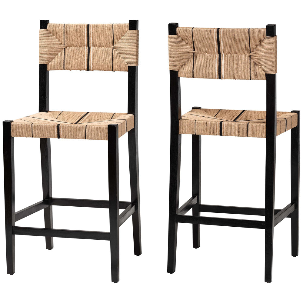 English Elm Modern Seagrass Woven Acacia Wood Dining Chair Set Bohemian Organic Style B2750P467777