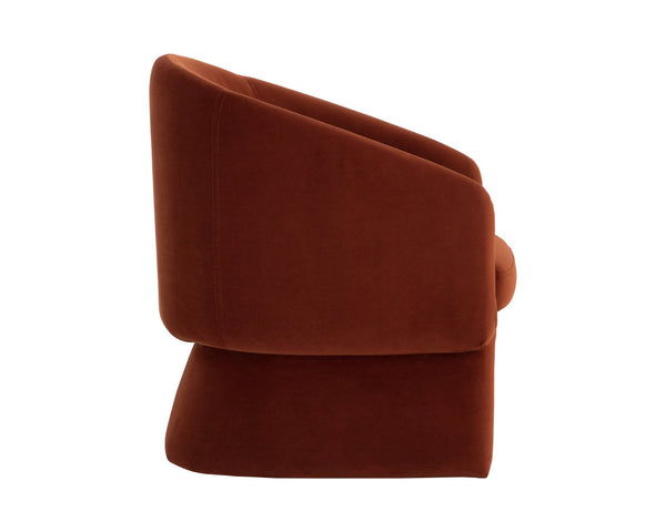 Sunpan LAURYN Lounge Chair in Meg Rust - Modern Barrelback Design for Stylish Comfort in Any Space 109755V