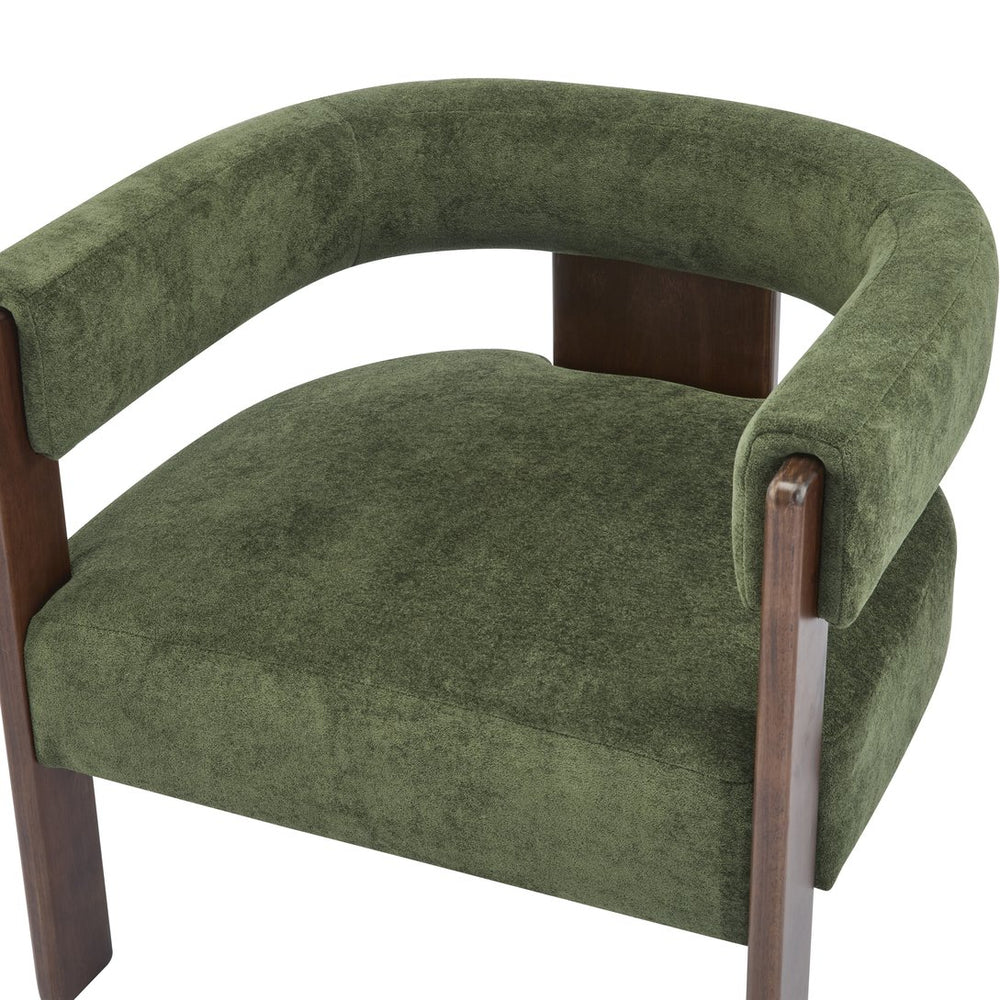 English Elm Christopher Knight Home® - Modern Velvet Upholstered Accent Arm chair with Barrel Back Design, Luxurious Velvet Comfort & Curved Legs Olive Green,Walnut 29.5 L x 25.5 W x 14.5 H N776P205886G
