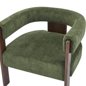 English Elm Christopher Knight Home® - Modern Velvet Upholstered Accent Arm chair with Barrel Back Design, Luxurious Velvet Comfort & Curved Legs Olive Green,Walnut 29.5 L x 25.5 W x 14.5 H N776P205886G